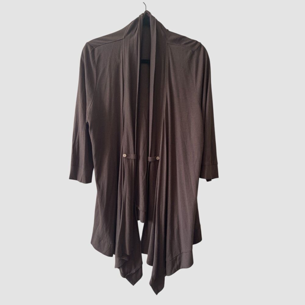 Liz Claiborne Womens Brown 3/4 Sleeve Asymmetrical Open Front Cardigan X-Large